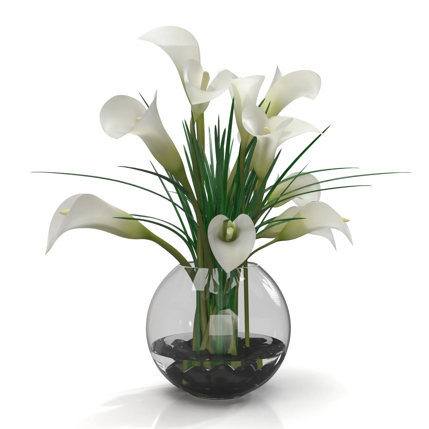 Calla Lily Arrangement in glass vase PBR 3D Model_03